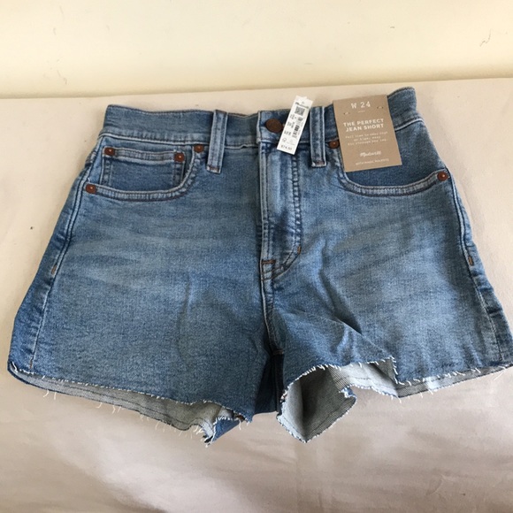 NWT Madewell Sz 24 THE PERFECT JEAN SHORT IN ELLACOTT WASH distressed light wash - Picture 6 of 11